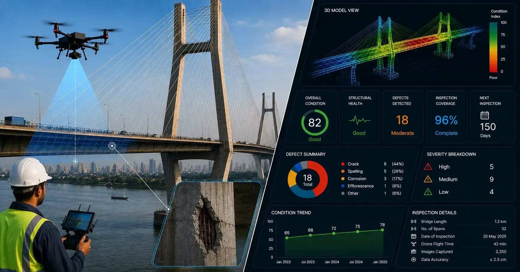 Bridge inspection with drones