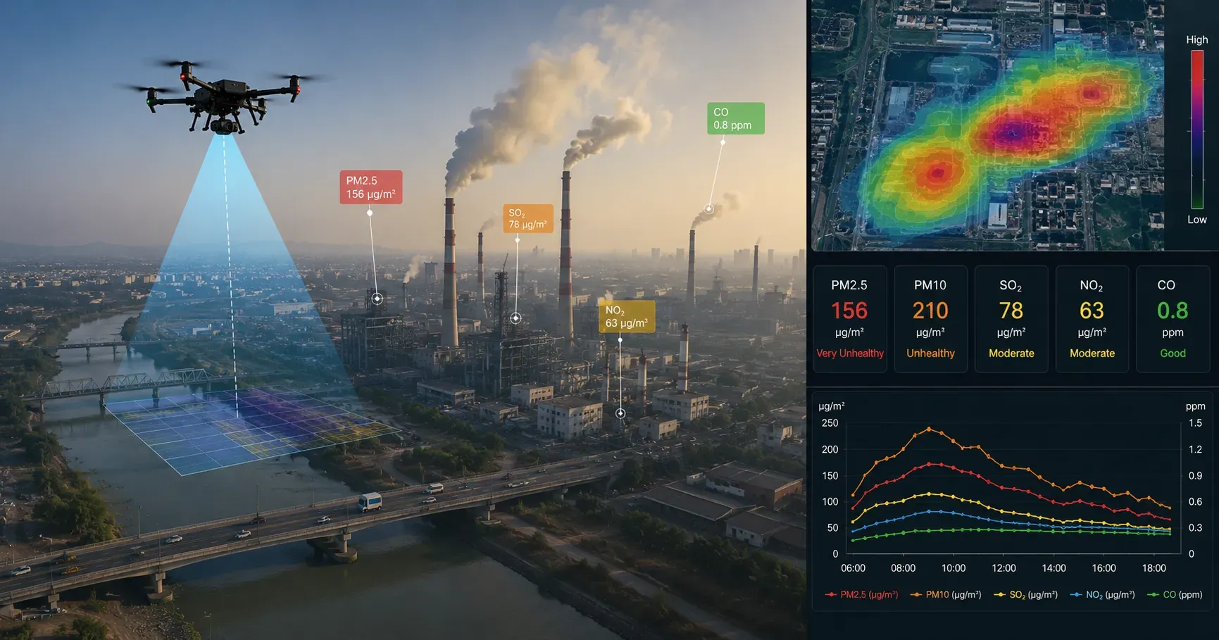 Drone pollution monitoring